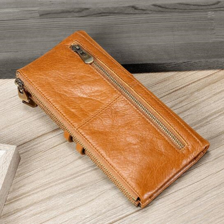 Ladies Genuine Leather Long Wallet Anti-theft Card Bag Multifunctional Clutch Bag(Red)