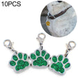 10 PCS Enamel Cat Dog  Bear Paw Prints Key Chain Jewelry Making(Dark Green) - Pendants by PMC TechLife | Online Shopping South Africa | PMC TechLife | Buy Now Pay Later Mobicred