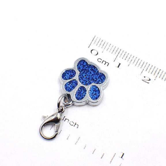 10 PCS Enamel Cat Dog  Bear Paw Prints Key Chain Jewelry Making(Black)