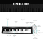 49-Key Portable Hand-Rolled Piano With Horn Children Beginners To Practice Electronic Piano(Elegant Black)