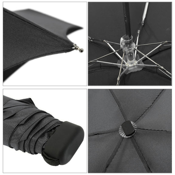 Mini Capsule Pocket Umbrella Windproof Foldable Travel Compact Umbrella(Black)