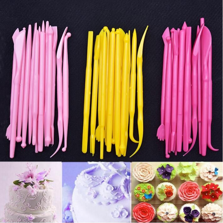 2 Sets Mini Fondant Styling Engraving Group Tools Cake Engraving Pen(14pcs / Set)(Rose Red)
