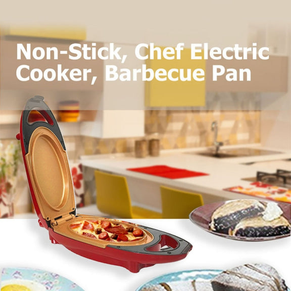 Double-Coated Smokeless Non-stick 5 Minute Chef Electric Cooker Barbecue Pan Pizza Pot EU Plug