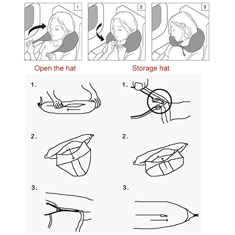 Portable Airplane Travel U-shaped Hooded Pillow Nap Time Neck Pillow(Dark Grey)