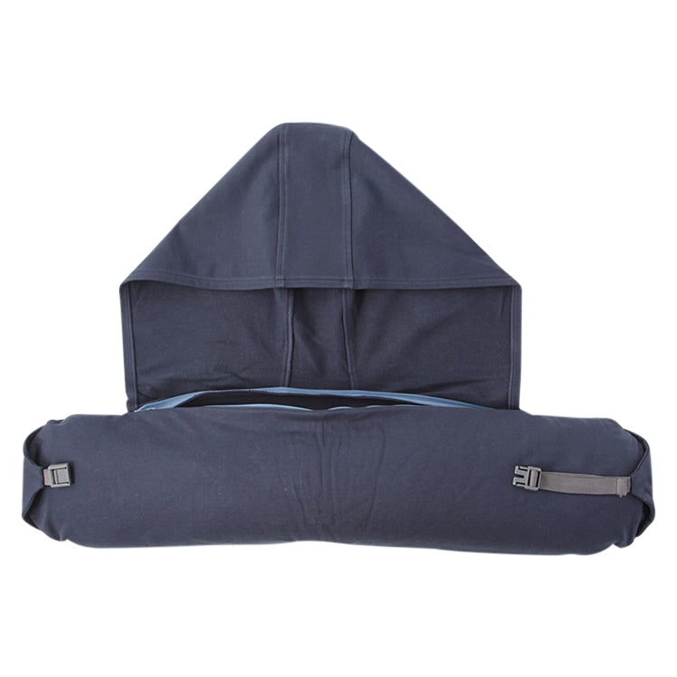 Portable Airplane Travel U-shaped Hooded Pillow Nap Time Neck Pillow(Navy Blue)