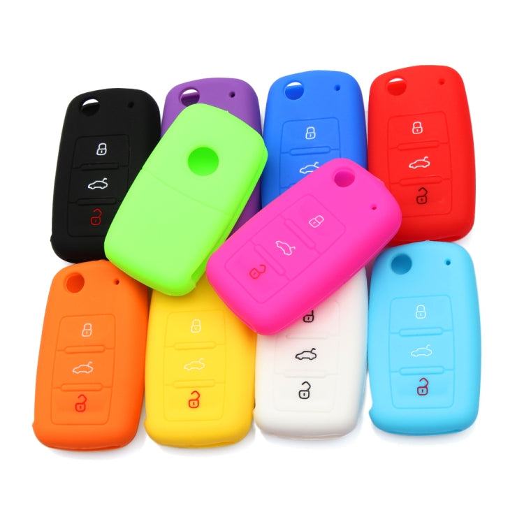 2 PCS Silicone Car Key Cover Case for Volkswagen Golf(Red)
