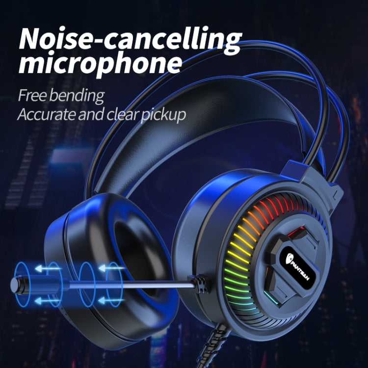 PANTSAN PSH-400 USB Computer Head-Mounted Luminous RGB Wired Headset, Specification:3.5mm Black