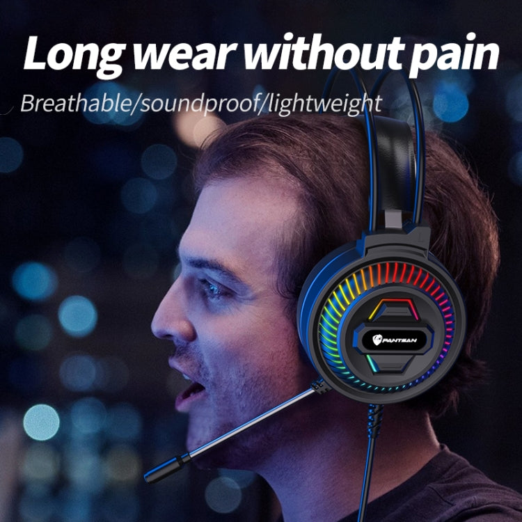 PANTSAN PSH-400 USB Computer Head-Mounted Luminous RGB Wired Headset, Specification:3.5mm Black