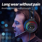 PANTSAN PSH-400 USB Computer Head-Mounted Luminous RGB Wired Headset, Specification:3.5mm White