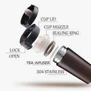 Stainless Steel Thermos Cups Insulated Tumbler, Capacity:380ml(BLACK)