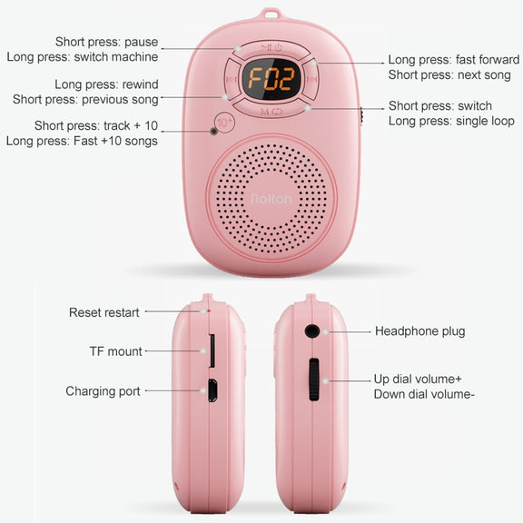 Rolton E200 Mobile Phone Wireless Bluetooth Speaker Mini Portable Outdoor Small Audio Subwoofer Speaker(Pink)