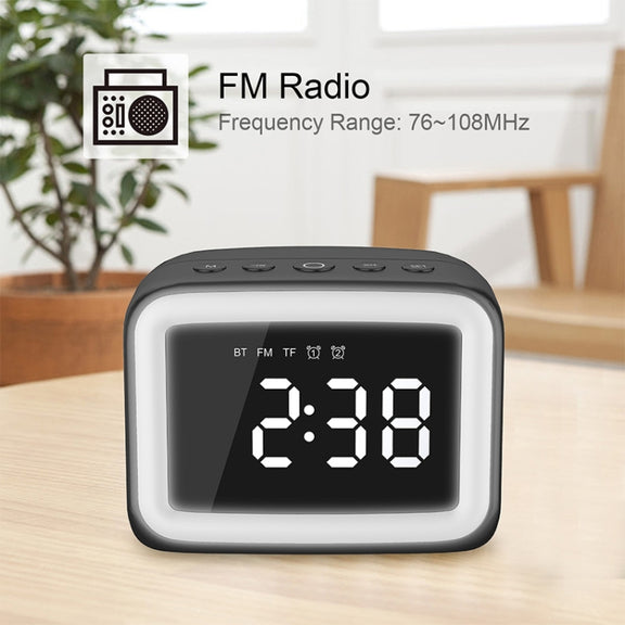 AEC BT-511 Mini LED HD Mirror Bluetooth Speaker, Support 32GB TF Card & 3.5mm AUX & Dual Alarm Clock & Real-time Temperature & Hands-free Calling(White)