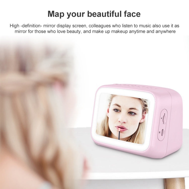 AEC BT-511 Mini LED HD Mirror Bluetooth Speaker, Support 32GB TF Card & 3.5mm AUX & Dual Alarm Clock & Real-time Temperature & Hands-free Calling(White)