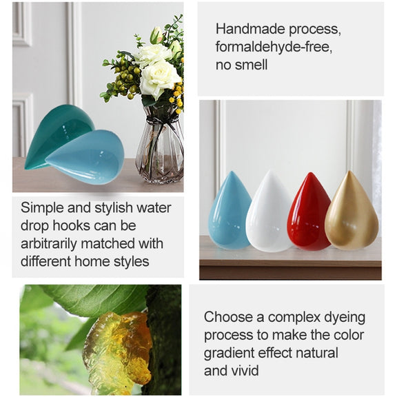 Creative Water Droplets Wall Hooks Home Decoration Resin Mural 3D Coat Hook Single Hooks Wall Hanger, Size:Small Size(Green)