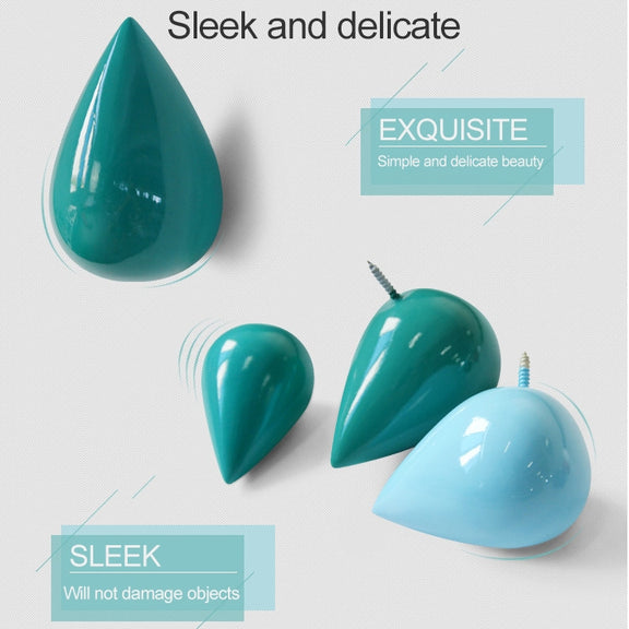 Creative Water Droplets Wall Hooks Home Decoration Resin Mural 3D Coat Hook Single Hooks Wall Hanger, Size:Small Size(Green)