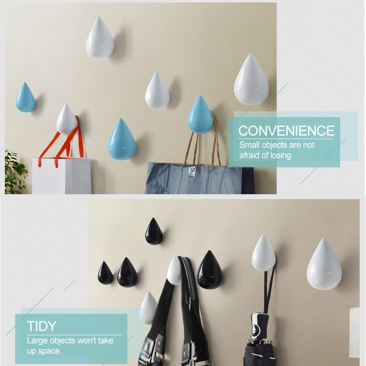 Creative Water Droplets Wall Hooks Home Decoration Resin Mural 3D Coat Hook Single Hooks Wall Hanger, Size:Small Size(Green)