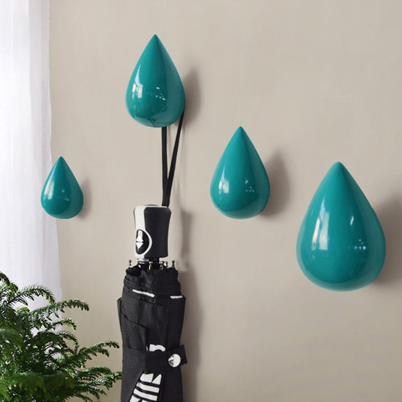 Creative Water Droplets Wall Hooks Home Decoration Resin Mural 3D Coat Hook Single Hooks Wall Hanger, Size:Small Size(Green)