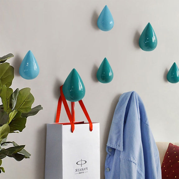 Creative Water Droplets Wall Hooks Home Decoration Resin Mural 3D Coat Hook Single Hooks Wall Hanger, Size:Small Size(Green)