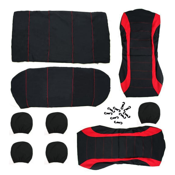 9 PCS Four Seasons Universal Seat Cover Cushion Car Fur Seat Covers Set Universal Cushion(Red)