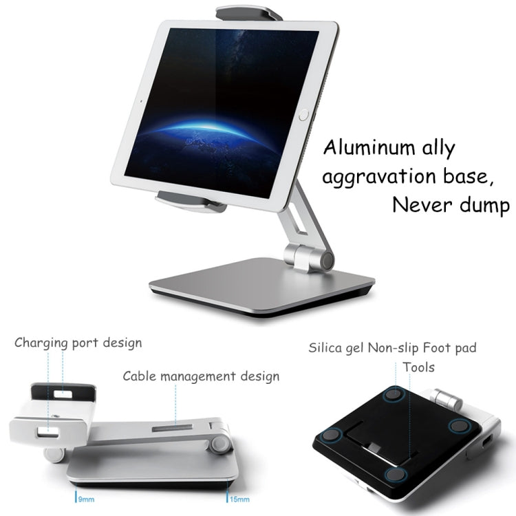 AP-7X Universal Aluminum Stand Desk Mount Holder for 4.7-9.7 inch Phone & Tablet PC(Silver Gray)