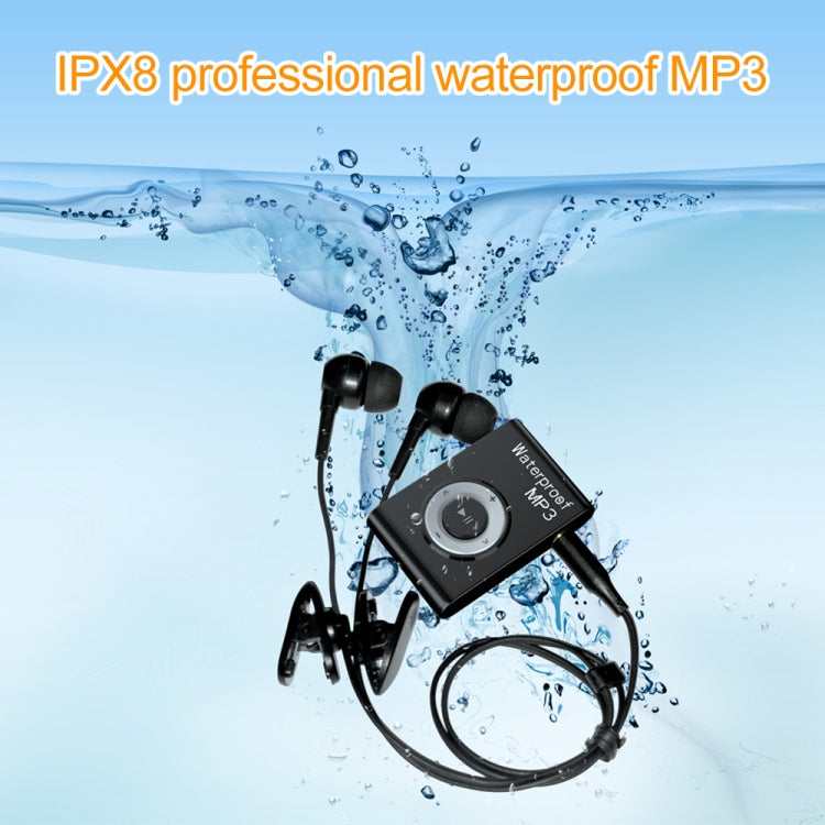 C26 IPX8 Water-resistant Swimming Diving Sports MP3 Music Player with Clip & Earphone, Support FM, Memory:8GB(Black)