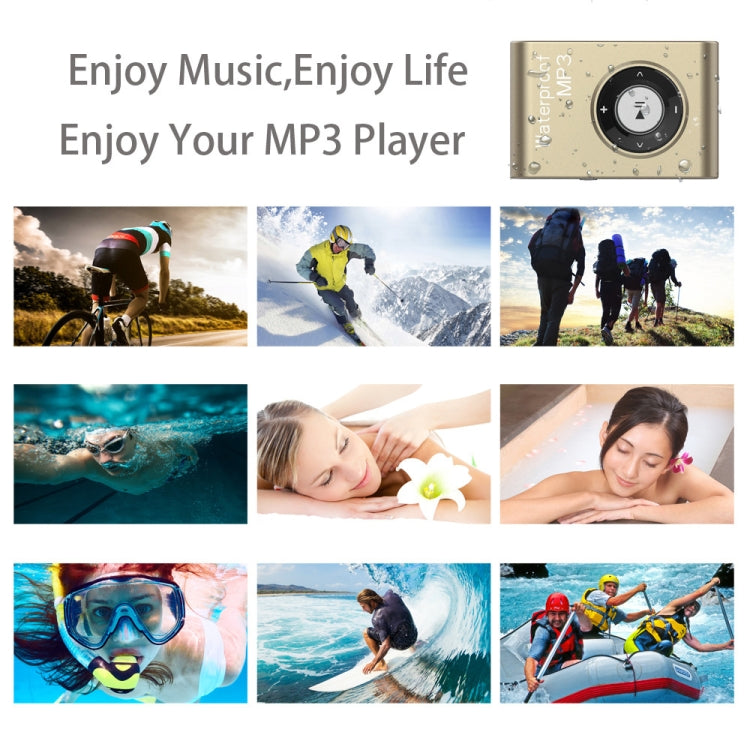 C26 IPX8 Water-resistant Swimming Diving Sports MP3 Music Player with Clip & Earphone, Support FM, Memory:8GB(Black)