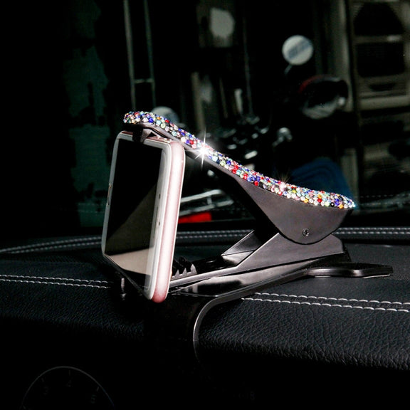Diamond Car Phone Holder 360 Degree Rotating Creative Car Dashboard Mobile Holders(Black Color Mixing)