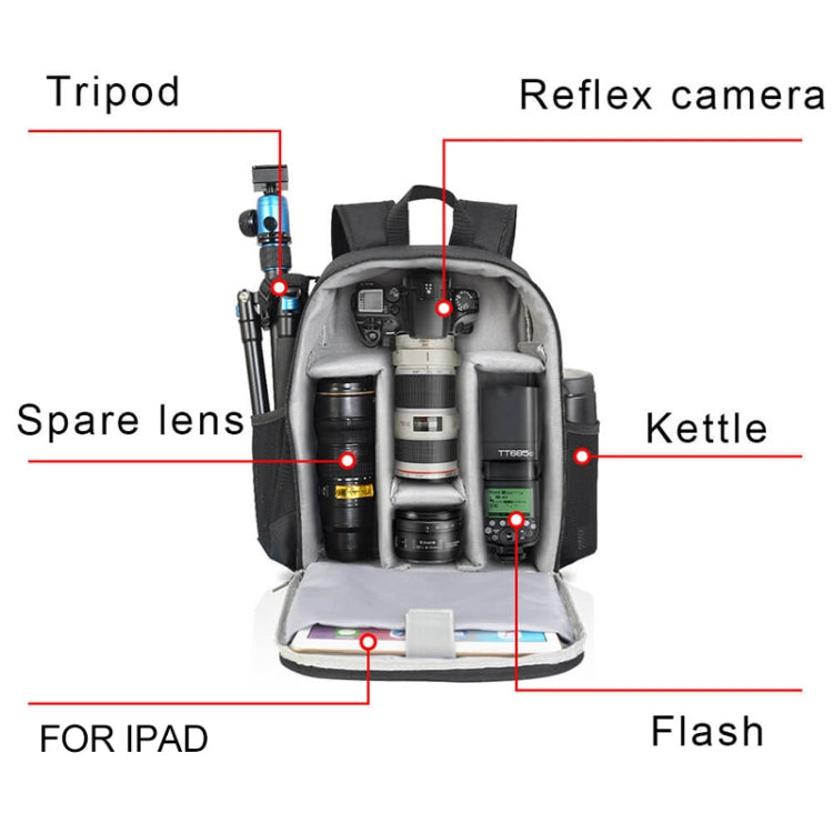 CADeN Shoulder Digital Camera Bag Outdoor Nylon Photography Backpack(Black Small Bag)