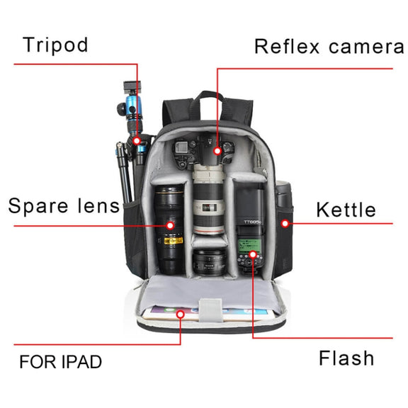 CADeN Shoulder Digital Camera Bag Outdoor Nylon Photography Backpack(Black Small Bag)