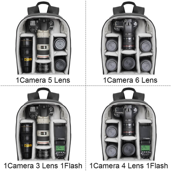CADeN Shoulder Digital Camera Bag Outdoor Nylon Photography Backpack(Black Small Bag)