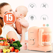 Multifunction Baby Food Cooking Maker Steamer Mixing Grinder Food Supplementary Machine EU Plug(Pink)