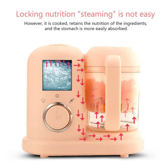 Multifunction Baby Food Cooking Maker Steamer Mixing Grinder Food Supplementary Machine EU Plug(Pink)