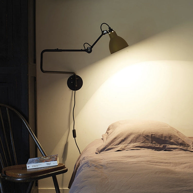 Classic Adjustable Modern Industrial Long Swing Arm Wall Lamp with LED Light Source(Gray)