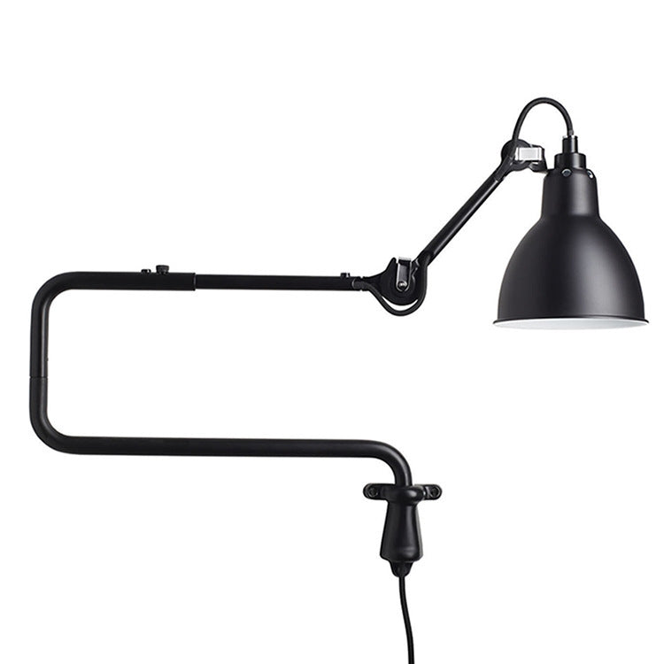 Classic Adjustable Modern Industrial Long Swing Arm Wall Lamp with LED Light Source(Gray)