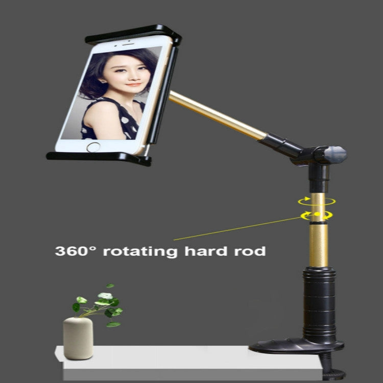 360 Degree Rotation Lazy Mount Folding Long Arm Phone Stand Holder for 4-14 Inch Tablet & Phone(Gold)