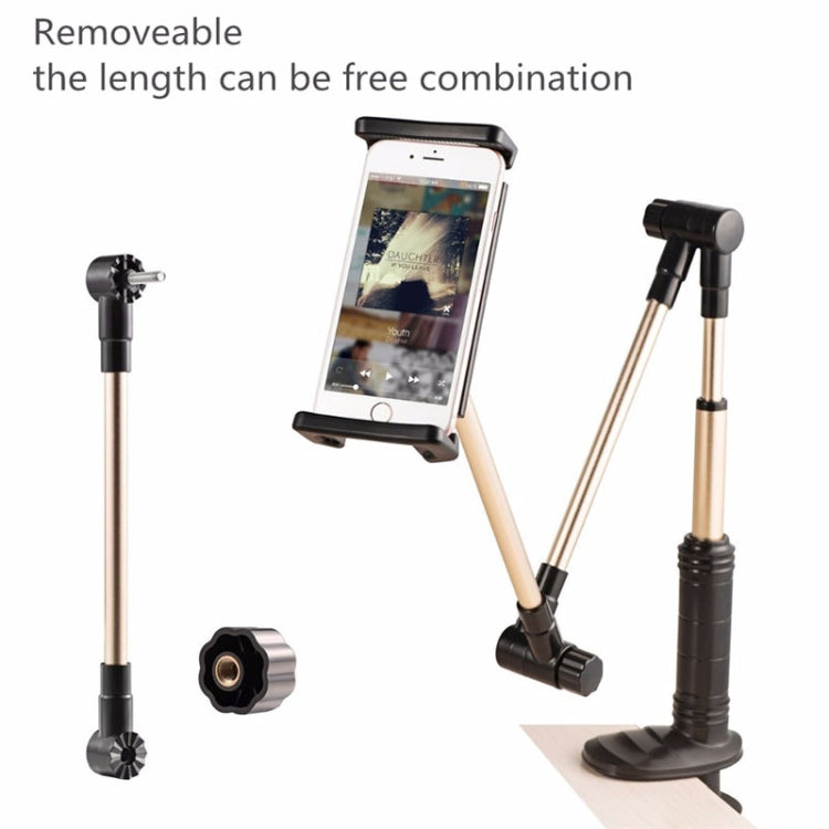 360 Degree Rotation Lazy Mount Folding Long Arm Phone Stand Holder for 4-14 Inch Tablet & Phone(Black Gold)