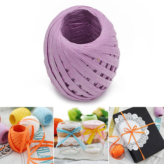 20M Paper Rope Raffia Ribbon Natural Lace Rope Gift Box Wrapping DIY Decoration(Llight Purple)