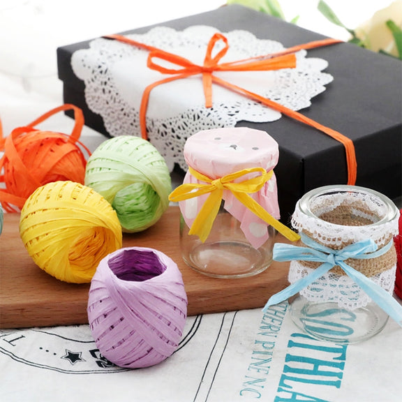 20M Paper Rope Raffia Ribbon Natural Lace Rope Gift Box Wrapping DIY Decoration(Light Blue)