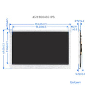 Waveshare 4.3 Inch DSI Display 800��480 Pixel IPS Display Panel, Style:No Touch