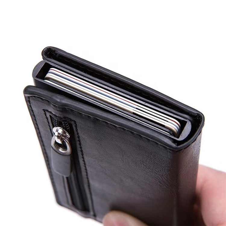 Magnetic RFID Bag Multifunctional Aluminum Automatic Pop-up Credit Card Package(Coffee)