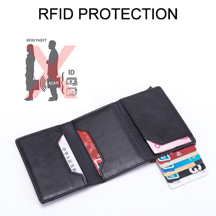 Magnetic RFID Bag Multifunctional Aluminum Automatic Pop-up Credit Card Package(Coffee)