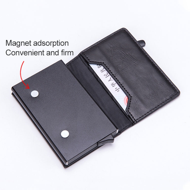 Magnetic RFID Bag Multifunctional Aluminum Automatic Pop-up Credit Card Package(Blue)