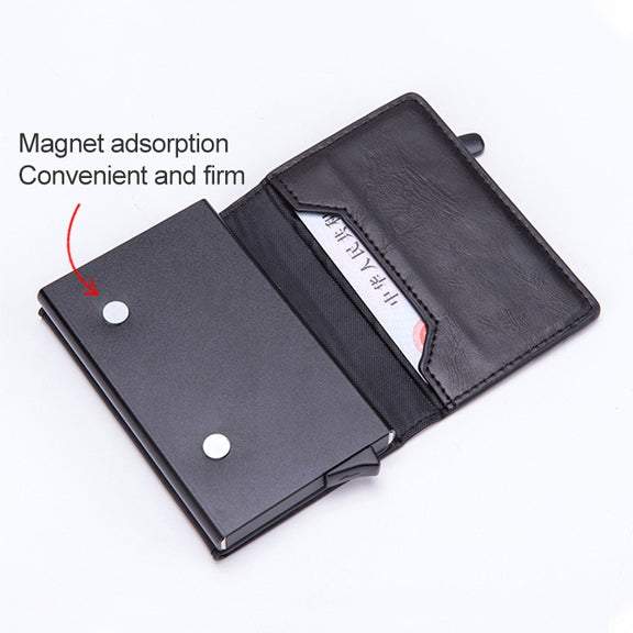 Magnetic RFID Bag Multifunctional Aluminum Automatic Pop-up Credit Card Package(Blue)