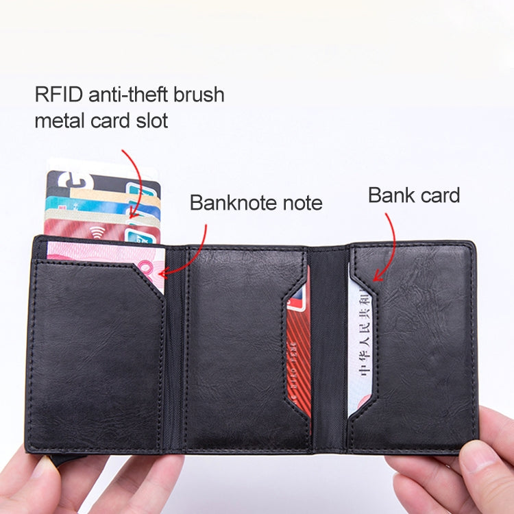 Magnetic RFID Bag Multifunctional Aluminum Automatic Pop-up Credit Card Package(Blue)