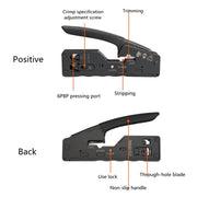 Multifunctional Seven-type Through-hole Crystal Head 6P8P Wire Stripping Network Tool Extrusion Crimping Wire Network Cable Pliers