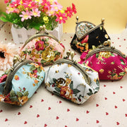 Retro Vintage Flower Small Lady Wallet Hasp Purse Clutch Bag(Pink)