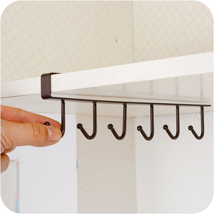 2 PCS Hooks Storage Rack Cup Towel Hanging Holder Bathroom Kitchen Cabinet Organizer(Black)