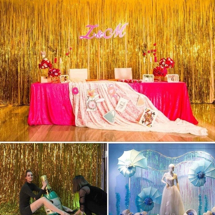 2 PCS Laser Rain Tinsel Foil Curtain Birthday Party Decoration Tassel Wall, Size:1x2.5m(Light blue)