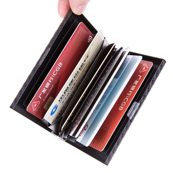 Aluminum Alloy Credit Card Bank Card Security Anti Magnetic Large Capacity Card Holder(Carbon Silver)