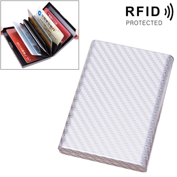 Aluminum Alloy Credit Card Bank Card Security Anti Magnetic Large Capacity Card Holder(Carbon Silver)